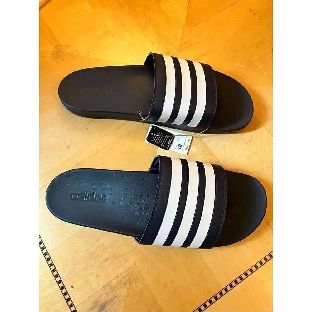 NWT! Adidas Legend Ink Cloud White Adilette Comfort Slides Men's 18 Women's 19